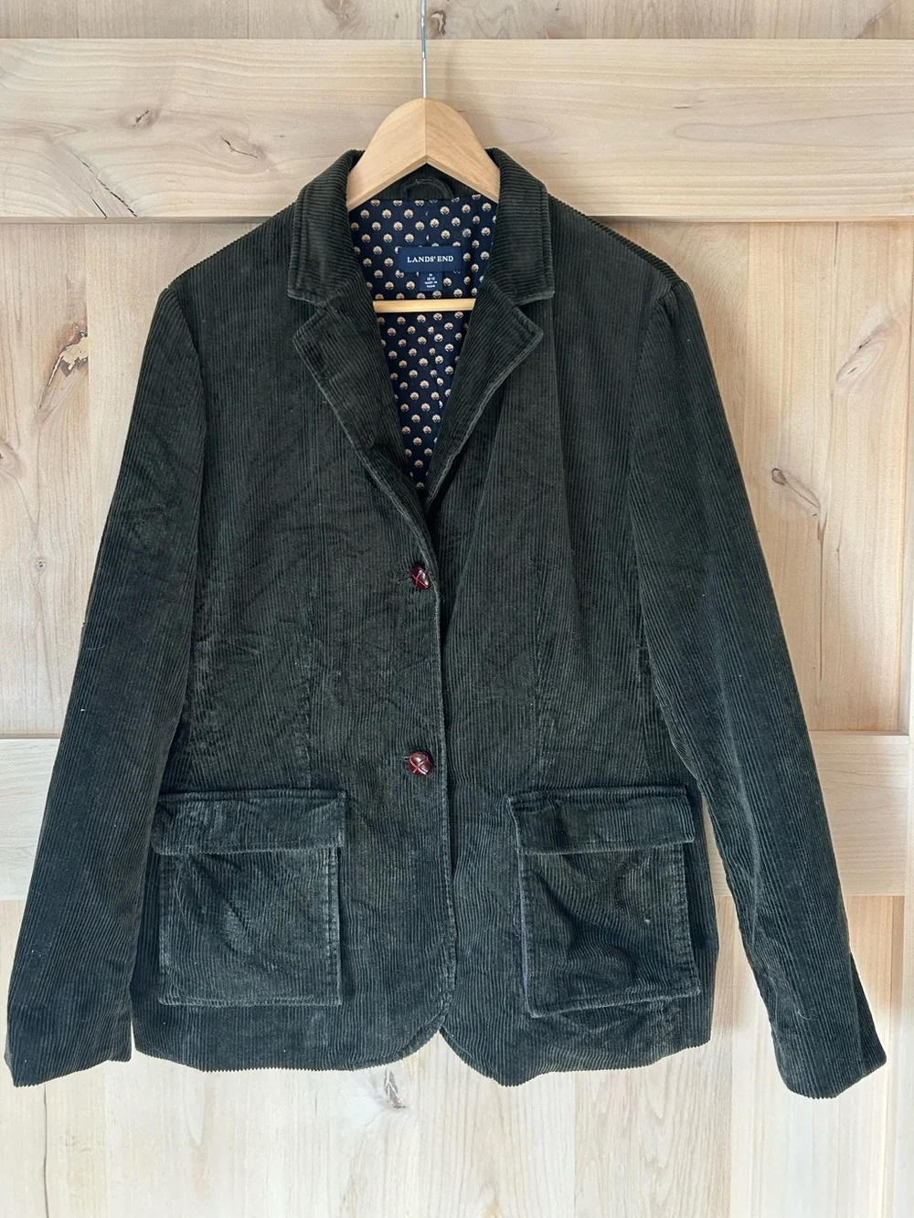 Lands ‘ End 90s Vintage Women’s Olive Corduroy Blazer, EUC, size Medium, 8-10
